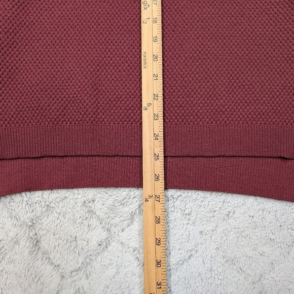 Athleta Sweater Womens L Red Burgundy Wool Thermal Honeycomb Waffle Knit - Picture 6 of 9